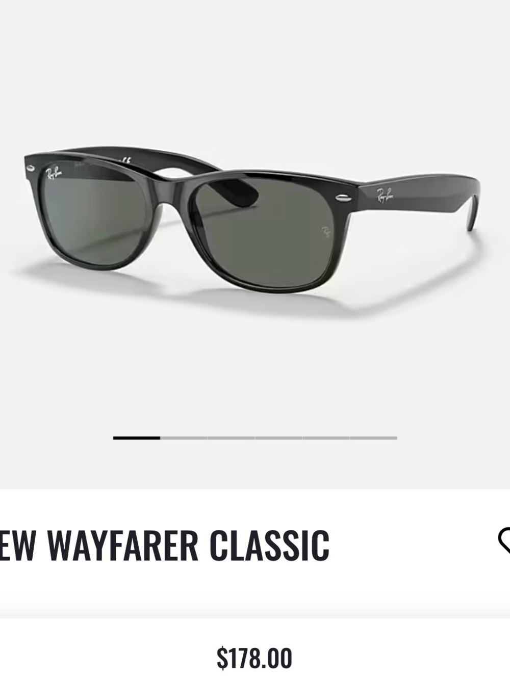 Ray-Ban New Wayfarer Sunglasses - Black Frame, Green Lenses